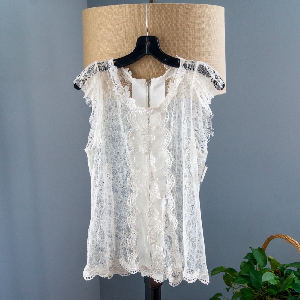 Cream Lace Top with cap sleeves